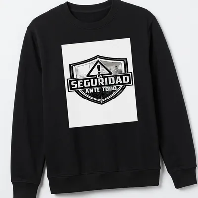 Vintage distressed shirt featuring a safety shield with bold text — printed on a unisex sweatshirt