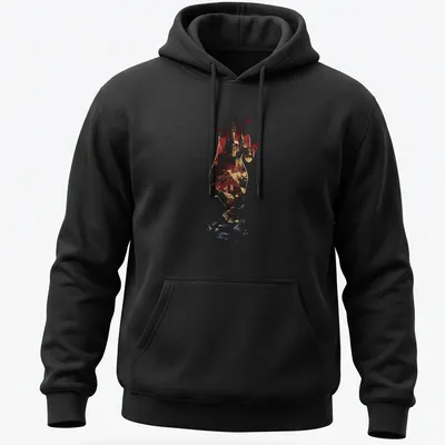 Silhouette of Lady Dimitrescu against a castle backdrop in bold colors — printed on a unisex hoodie