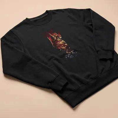 Silhouette of Lady Dimitrescu against a castle backdrop in bold colors — printed on a unisex sweatshirt