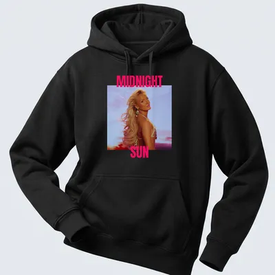Pink Summer Pop T-shirt featuring a blonde woman in a vibrant pop art style — printed on a unisex hoodie