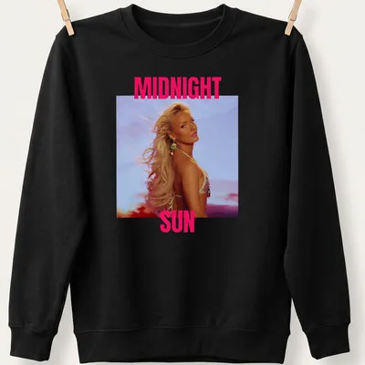 Pink Summer Pop T-shirt featuring a blonde woman in a vibrant pop art style — printed on a unisex sweatshirt