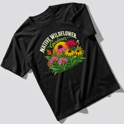 Vibrant floral design with butterfly and bee on Gardener — printed on a unisex t-shirt