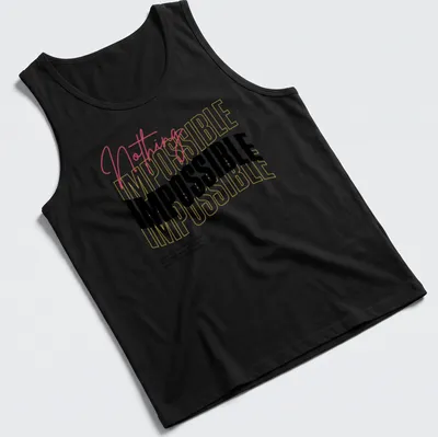 Retro wavy typography shirt with inspirational phrases in vibrant colors. — printed on a tank top