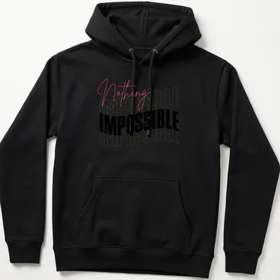 Retro wavy typography shirt with inspirational phrases in vibrant colors. — printed on a unisex hoodie
