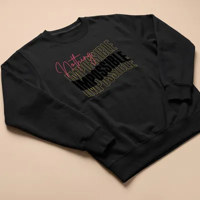 Retro wavy typography shirt with inspirational phrases in vibrant colors. — printed on a unisex sweatshirt