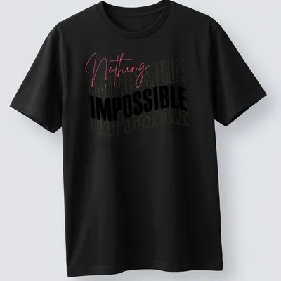 Retro wavy typography shirt with inspirational phrases in vibrant colors. — printed on a unisex t-shirt