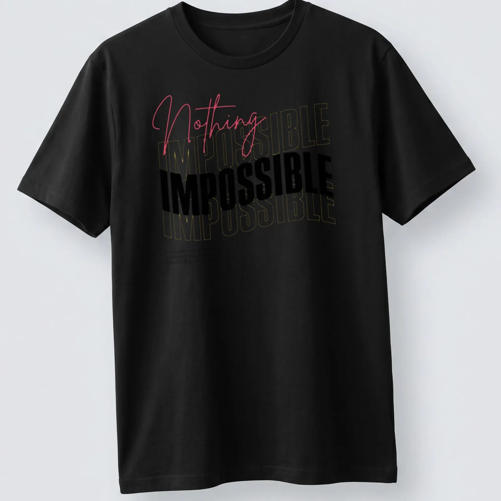 Retro wavy typography shirt with inspirational phrases in vibrant colors. — printed on a unisex t-shirt
