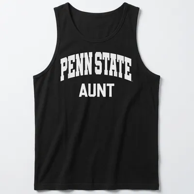 Bold collegiate Penn State Aunt T-shirt in white text — printed on a tank top