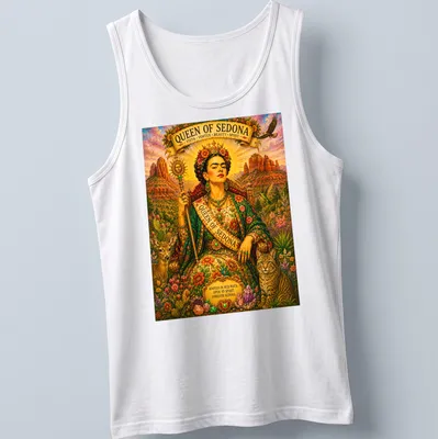 Frida Kahlo graphic tee with vibrant colors and detailed artwork celebrating Sedona. — printed on a tank top