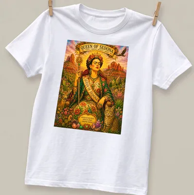 Frida Kahlo graphic tee with vibrant colors and detailed artwork celebrating Sedona.