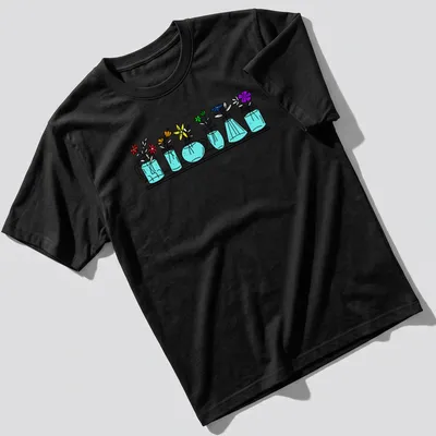 Line-art t-shirt featuring colorful flowers in vases, symbolizing pride and diversity. — printed on a unisex t-shirt