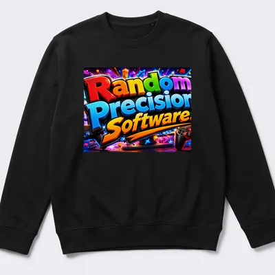 Colorful 3D gaming logo t-shirt with vibrant hues of red, blue, green, yellow, black, and orange — printed on a unisex sweatshirt