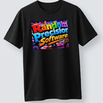 Colorful 3D gaming logo t-shirt with vibrant hues of red, blue, green, yellow, black, and orange — printed on a unisex t-shirt