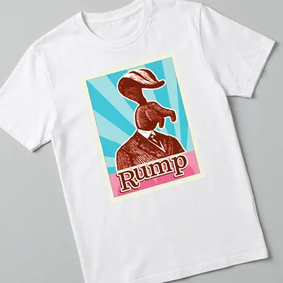 Vintage retro print featuring an elephant head with the word Rump above it