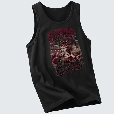 Vintage style t-shirt featuring Border Collie and humorous text about Saturdays. — printed on a tank top