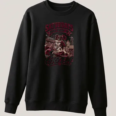 Vintage style t-shirt featuring Border Collie and humorous text about Saturdays. — printed on a unisex sweatshirt