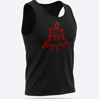 Bold line-art of a fist holding a lit candle with the phrase Simple But Bold. — printed on a tank top