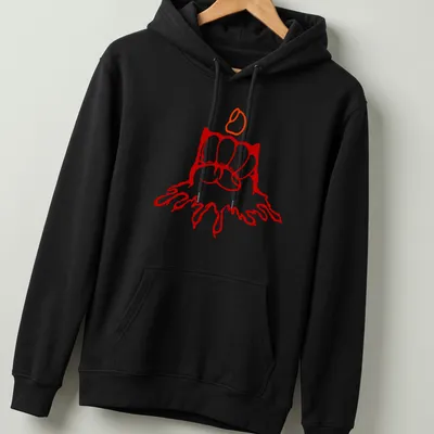 Bold line-art of a fist holding a lit candle with the phrase Simple But Bold. — printed on a unisex hoodie