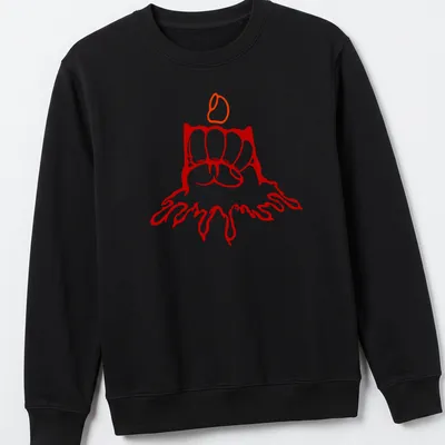 Bold line-art of a fist holding a lit candle with the phrase Simple But Bold. — printed on a unisex sweatshirt