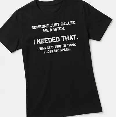 Bold motivational phrase t-shirt with distressed typography in black and white — printed on a women's shirt