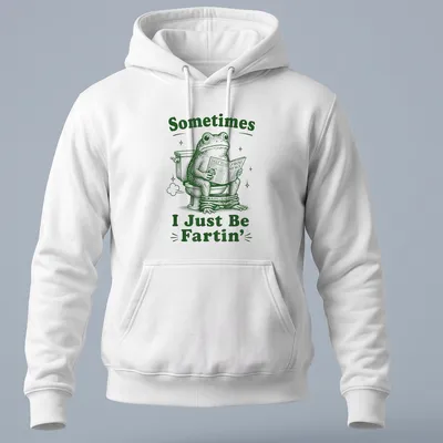 Vintage illustration of a frog reading Daily Toad Frog News with humorous text — printed on a unisex hoodie