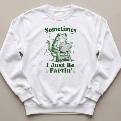 Vintage illustration of a frog reading Daily Toad Frog News with humorous text — printed on a unisex sweatshirt