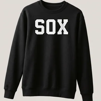 Bold sports lettering tee with SOX text in black and white. — printed on a unisex sweatshirt