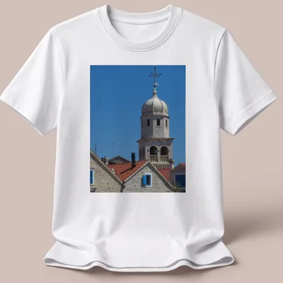 Photographic print of St Helen's Church Tower with blue sky and architectural details