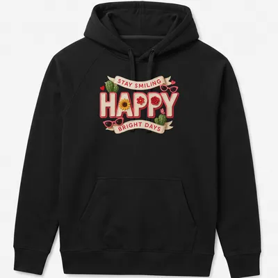 Colorful cactus and floral design with positive text on t-shirt. — printed on a unisex hoodie