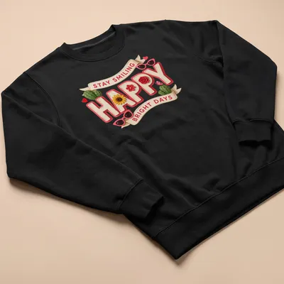 Colorful cactus and floral design with positive text on t-shirt. — printed on a unisex sweatshirt