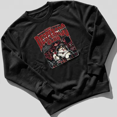 Vintage retro t-shirt featuring a playful cat and text about fun — printed on a unisex sweatshirt