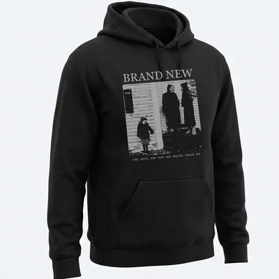 Dark artistic illustration of a girl with skeletons and text about inner turmoil — printed on a unisex hoodie