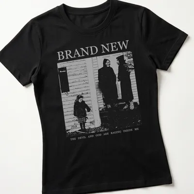 Dark artistic illustration of a girl with skeletons and text about inner turmoil — printed on a women's shirt