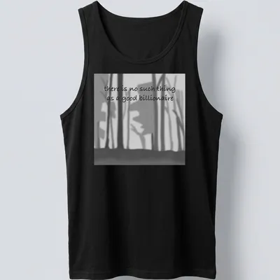 Minimalist shirt with black, gray, and white abstract forest silhouettes and bold text. — printed on a tank top
