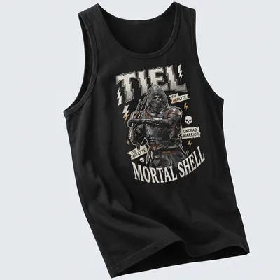 Vintage streetwear T-shirt featuring The Acolyte from Mortal Shell in bold text — printed on a tank top