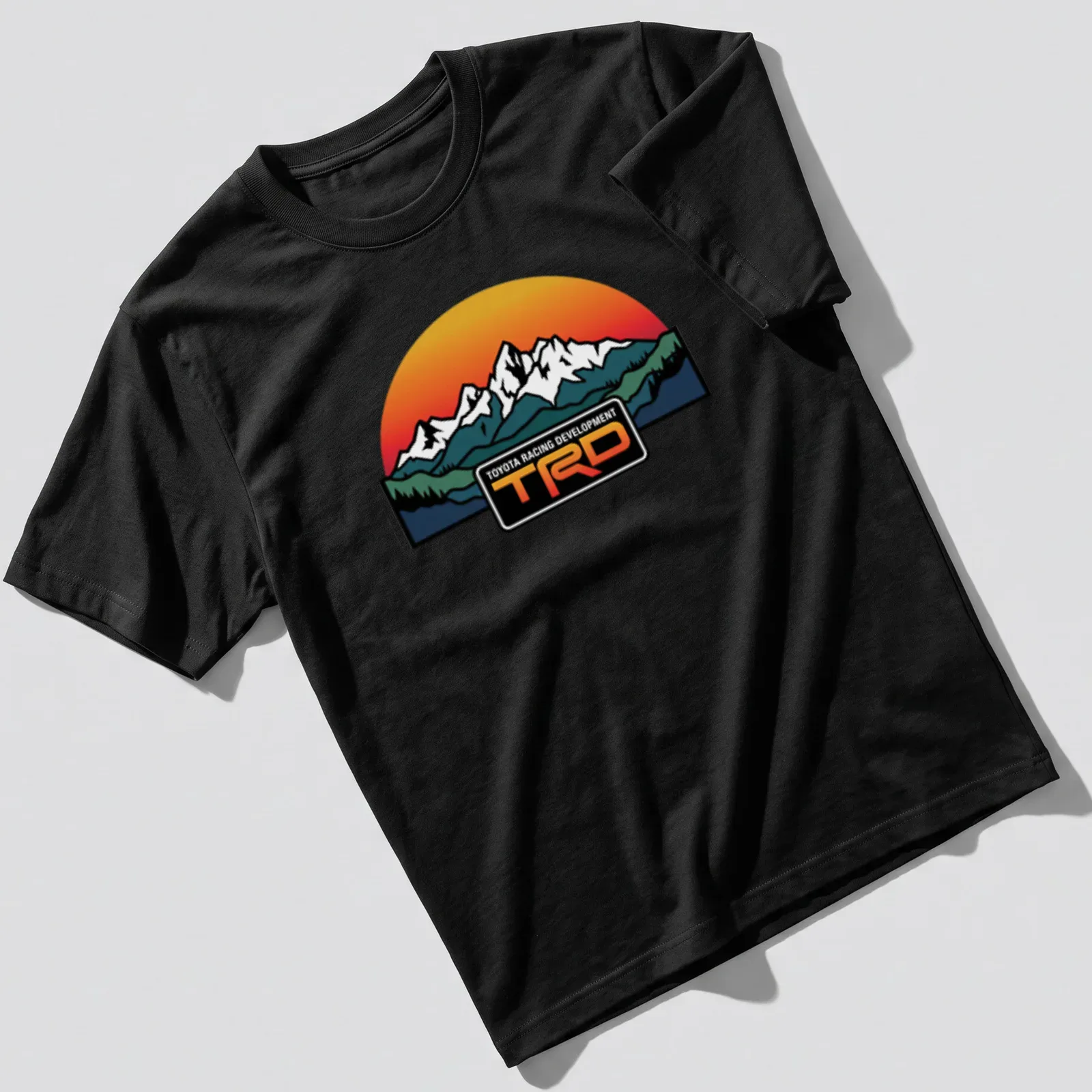 Retro T-shirt featuring Toyota Racing Development TRD with mountain graphic. — printed on a unisex t-shirt