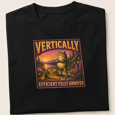 Vintage illustrated t-shirt featuring a frustrated cartoon frog with humorous text — printed on a unisex t-shirt