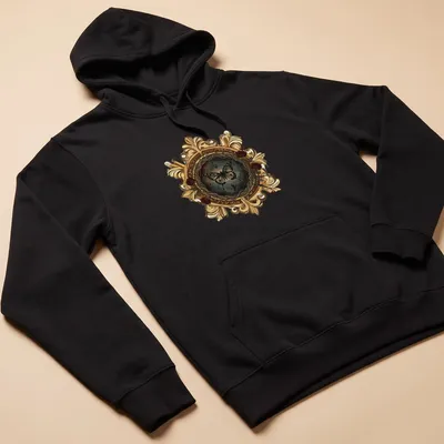 Gothic butterfly in a decorative frame with vintage style artwork — printed on a unisex hoodie