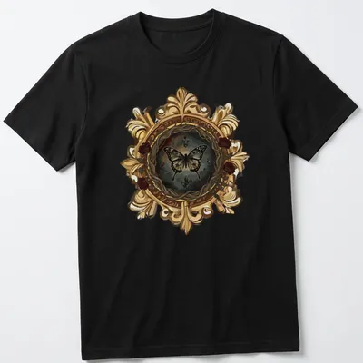 Gothic butterfly in a decorative frame with vintage style artwork