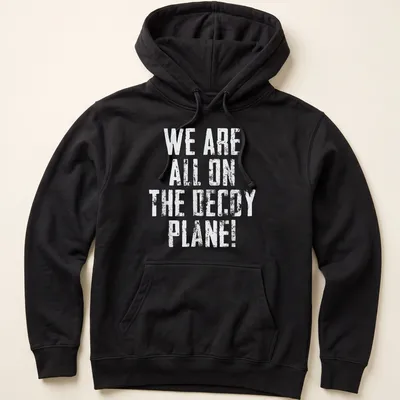 Vintage design featuring a humorous decoy plane graphic with bold text — printed on a unisex hoodie