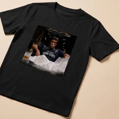 Dramatic illustration of Scarface with WE ARE PENN STATE text in black, white, and gold