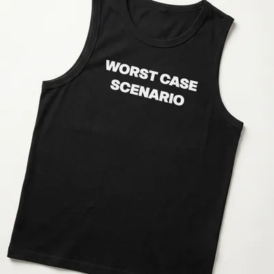 Bold typography shirt stating WORST CASE SCENARIO — printed on a tank top