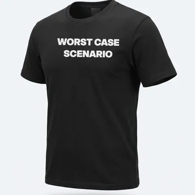 Bold typography shirt stating WORST CASE SCENARIO — printed on a unisex t-shirt