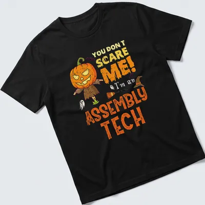 Funny Halloween shirt with cartoon pumpkin scarecrow and playful text — printed on a unisex t-shirt