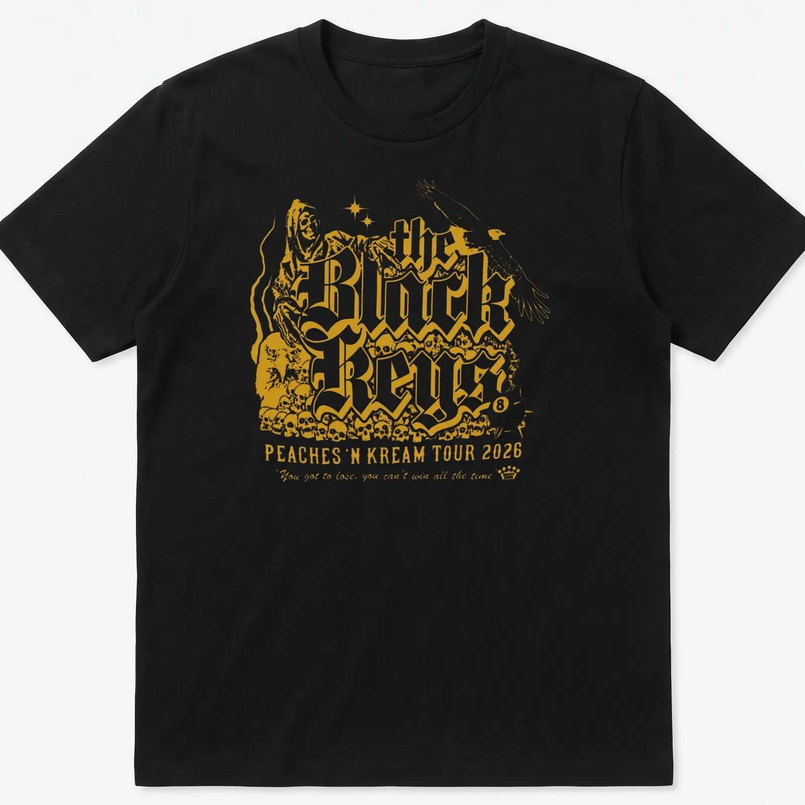 Vintage concert style t-shirt featuring an eagle and Black Keys tour text — printed on a unisex t-shirt
